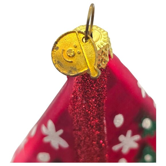 KSA Kurt Adler Sailboat Christmas Ornament Red White Glitter Accents Blown Glass - Picture 4 of 7